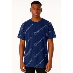 Champion Allover Logo Tee in Blue EUC Size 2XL